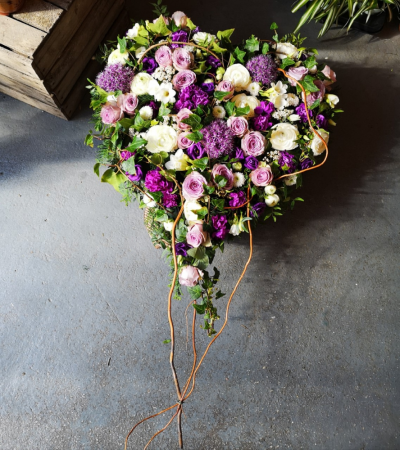 Rustic heart - At Flower Power we are delighted to offer this rustic heart funeral tribute in your choice of colours and three size choices