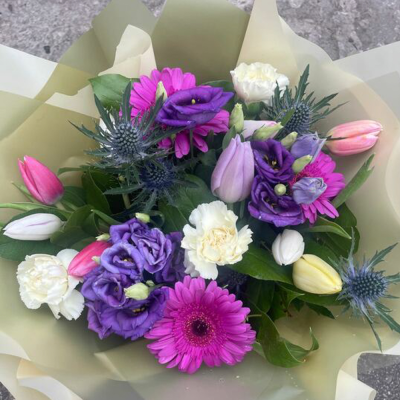 Cool Breeze - This classical stylish collection of flowers, make this hand tied the perfect gift. Flowers professionally arranged and delivered by a local florist.